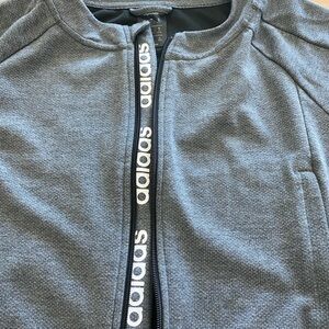 Adidas Gray Cropped Track Jacket - Full Zip Bomber Style - Size M